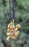 Hanuman Ji Pendant Stainless Steel Bajrang Bali Nazar Protection Q33H UK Small Gold or Silver colour Black Dori