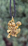 Hanuman Ji Pendant Stainless Steel Bajrang Bali Nazar Protection Q33H UK Small Gold or Silver colour Black Dori
