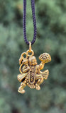 Hanuman Ji Pendant Stainless Steel Bajrang Bali Nazar Protection Q33H UK Small Gold or Silver colour Black Dori