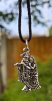 Sri Radha Krishana Pendant Stainless Steel Hindu Evil Eye Protection black Dori