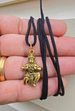 Hanuman Ji Ram Pendant Gold or Silver colour Stainless Steel Hindu black dori Q3