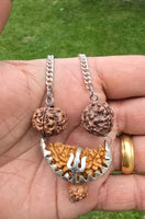 Gold or Silver plated Ek Mukhi Panj Mukhi Rudraksha Combo Pendant Nazar Shield