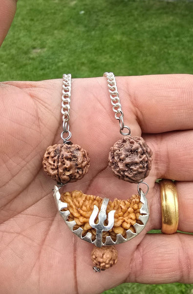 Gold or Silver plated Ek Mukhi Panj Mukhi Rudraksha Combo Pendant Nazar Shield