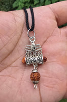 Hindu Silver plated Rudraksha Om Trishul Mahakaal Shiva Pendant Nazar Shield Q37