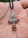 Hindu Silver plated Rudraksha Om Trishul Mahakaal Shiva Pendant Nazar Shield Q37