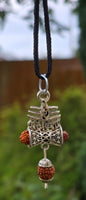 Hindu Silver plated Rudraksha Om Trishul Mahakaal Shiva Pendant Nazar Shield Q37