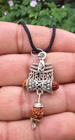 Hindu Silver plated Rudraksha Om Trishul Mahakaal Shiva Pendant Nazar Shield Q37