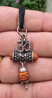 Hindu Silver plated Rudraksha Om Trishul Mahakaal Shiva Pendant Nazar Shield Q37