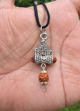 Hindu Silver plated Rudraksha Om Trishul Mahakaal Shiva Pendant Nazar Shield Q37