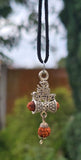Hindu Silver plated Rudraksha Om Trishul Mahakaal Shiva Pendant Nazar Shield Q37