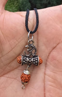 Hindu Silver plated Rudraksha Om Trishul Mahakaal Shiva Pendant Nazar Shield Q37
