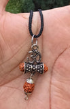 Hindu Silver plated Rudraksha Om Trishul Mahakaal Shiva Pendant Nazar Shield Q37
