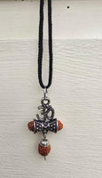 Hindu Silver plated Rudraksha Om Trishul Mahakaal Shiva Pendant Nazar Shield Q37
