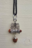 Hindu Silver plated Rudraksha Om Trishul Mahakaal Shiva Pendant Nazar Shield Q37