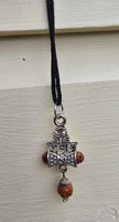 Hindu Silver plated Rudraksha Om Trishul Mahakaal Shiva Pendant Nazar Shield Q37