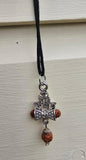 Hindu Silver plated Rudraksha Om Trishul Mahakaal Shiva Pendant Nazar Shield Q37