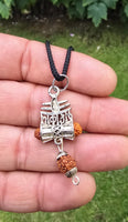 Hindu Silver plated Rudraksha Om Trishul Mahakaal Shiva Pendant Nazar Shield Q37