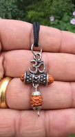 Hindu Silver plated Rudraksha Om Trishul Mahakaal Shiva Pendant Nazar Shield Q37