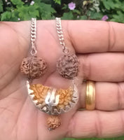 Gold or Silver plated Ek Mukhi Panj Mukhi Rudraksha Combo Pendant Nazar Shield