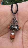 Hindu Silver plated Rudraksha Om Trishul Mahakaal Shiva Pendant Nazar Shield Q37