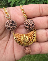 Gold or Silver plated Ek Mukhi Panj Mukhi Rudraksha Combo Pendant Nazar Shield