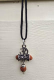 Hindu Silver plated Rudraksha Om Trishul Mahakaal Shiva Pendant Nazar Shield Q37