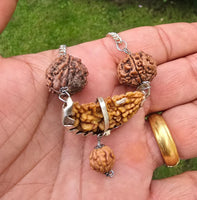 Gold or Silver plated Ek Mukhi Panj Mukhi Rudraksha Combo Pendant Nazar Shield