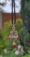 Hindu Silver plated Rudraksha Om Trishul Mahakaal Shiva Pendant Nazar Shield Q37