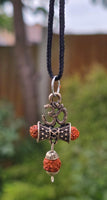Hindu Silver plated Rudraksha Om Trishul Mahakaal Shiva Pendant Nazar Shield Q37