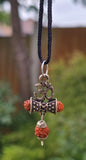 Hindu Silver plated Rudraksha Om Trishul Mahakaal Shiva Pendant Nazar Shield Q37