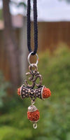 Hindu Silver plated Rudraksha Om Trishul Mahakaal Shiva Pendant Nazar Shield Q37