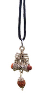 Hindu Silver plated Rudraksha Om Trishul Mahakaal Shiva Pendant Nazar Shield Q37