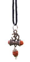 Hindu Silver plated Rudraksha Om Trishul Mahakaal Shiva Pendant Nazar Shield Q37