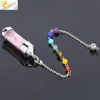 CSJA 7 Chakra Wishing Bottle Crystals Pendulum Reiki Natural Chip Stone Pendant Necklace for Women Men Divination Amulet F976