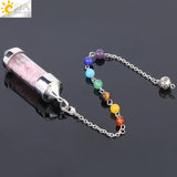 CSJA 7 Chakra Wishing Bottle Crystals Pendulum Reiki Natural Chip Stone Pendant Necklace for Women Men Divination Amulet F976