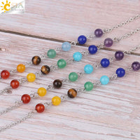 CSJA 7 Chakra Wishing Bottle Crystals Pendulum Reiki Natural Chip Stone Pendant Necklace for Women Men Divination Amulet F976