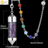 CSJA 7 Chakra Wishing Bottle Crystals Pendulum Reiki Natural Chip Stone Pendant Necklace for Women Men Divination Amulet F976