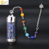 CSJA 7 Chakra Wishing Bottle Crystals Pendulum Reiki Natural Chip Stone Pendant Necklace for Women Men Divination Amulet F976