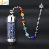 CSJA 7 Chakra Wishing Bottle Crystals Pendulum Reiki Natural Chip Stone Pendant Necklace for Women Men Divination Amulet F976