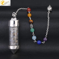 CSJA 7 Chakra Wishing Bottle Crystals Pendulum Reiki Natural Chip Stone Pendant Necklace for Women Men Divination Amulet F976