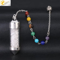 CSJA 7 Chakra Wishing Bottle Crystals Pendulum Reiki Natural Chip Stone Pendant Necklace for Women Men Divination Amulet F976