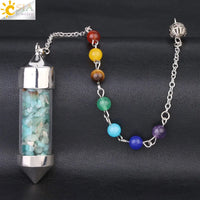 CSJA 7 Chakra Wishing Bottle Crystals Pendulum Reiki Natural Chip Stone Pendant Necklace for Women Men Divination Amulet F976