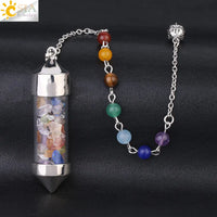 CSJA 7 Chakra Wishing Bottle Crystals Pendulum Reiki Natural Chip Stone Pendant Necklace for Women Men Divination Amulet F976