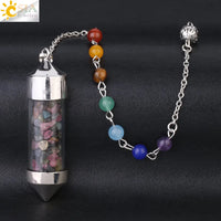 CSJA 7 Chakra Wishing Bottle Crystals Pendulum Reiki Natural Chip Stone Pendant Necklace for Women Men Divination Amulet F976