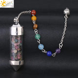 CSJA 7 Chakra Wishing Bottle Crystals Pendulum Reiki Natural Chip Stone Pendant Necklace for Women Men Divination Amulet F976
