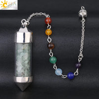 CSJA 7 Chakra Wishing Bottle Crystals Pendulum Reiki Natural Chip Stone Pendant Necklace for Women Men Divination Amulet F976