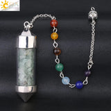 CSJA 7 Chakra Wishing Bottle Crystals Pendulum Reiki Natural Chip Stone Pendant Necklace for Women Men Divination Amulet F976