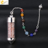 CSJA 7 Chakra Wishing Bottle Crystals Pendulum Reiki Natural Chip Stone Pendant Necklace for Women Men Divination Amulet F976
