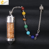 CSJA 7 Chakra Wishing Bottle Crystals Pendulum Reiki Natural Chip Stone Pendant Necklace for Women Men Divination Amulet F976
