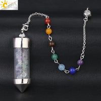 CSJA 7 Chakra Wishing Bottle Crystals Pendulum Reiki Natural Chip Stone Pendant Necklace for Women Men Divination Amulet F976